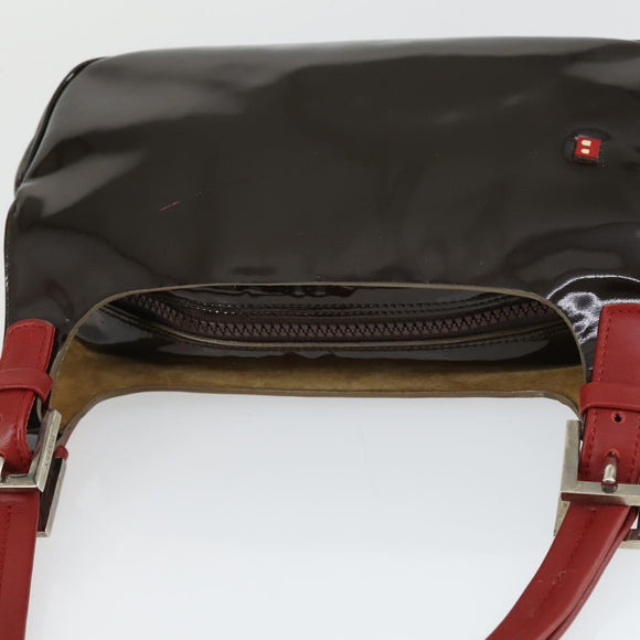 BALLY Schoudertas Patent PVC 2-delig Bordeaux Blauw Auth 169519