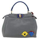 FENDI Peek A Boo Mini Hand Bag Leather 2way Gray Gold Auth 169542-13