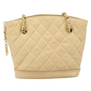 CHANEL Chain Matelasse Shoulder Bag Leather Beige Gold CC Auth 169546-2