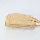 CHANEL Chain Matelasse Shoulder Bag Leather Beige Gold CC Auth 169546-4