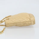 CHANEL Chain Matelasse Shoulder Bag Leather Beige Gold CC Auth 169546-5