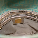 FENDI Zucchino Canvas Mamma Baguette Bag Coated Canvas Gold green Auth 169553A-17