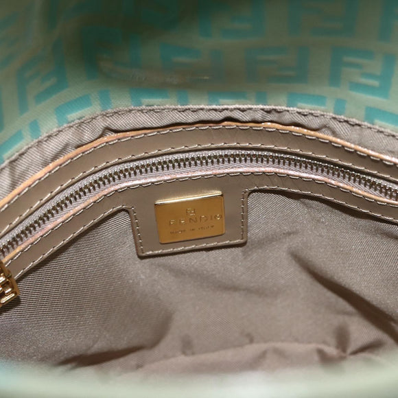 FENDI Zucchino Canvas Mamma Baguette Bag Coated Canvas Gold green Auth 169553A
