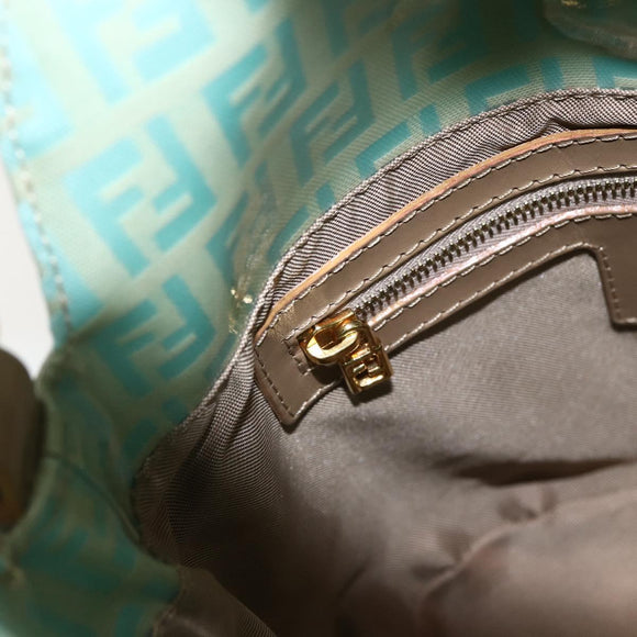 FENDI Zucchino Canvas Mamma Baguette Bag Coated Canvas Gold green Auth 169553A