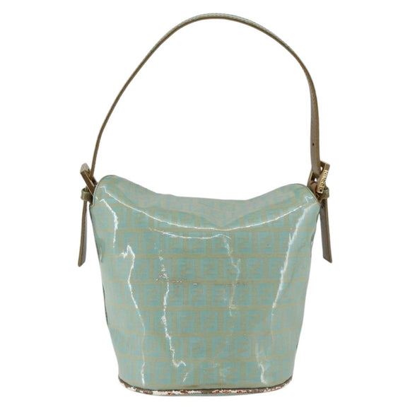 FENDI Zucchino Canvas Mamma Baguette Bag Coated Canvas Gold green Auth 169553A