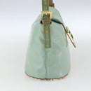 FENDI Zucchino Canvas Mamma Baguette Bag Coated Canvas Gold green Auth 169553A-3