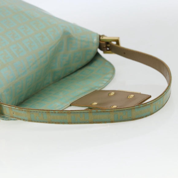 FENDI Zucchino Canvas Mamma Baguette Bag Coated Canvas Gold green Auth 169553A