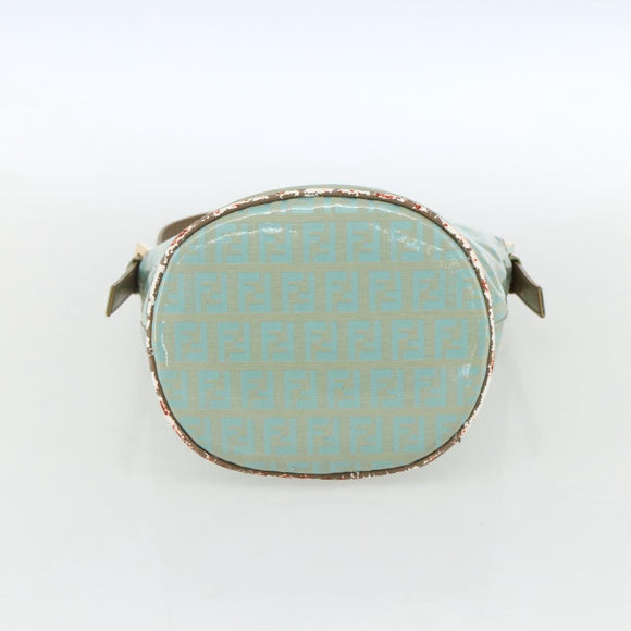 FENDI Zucchino Canvas Mamma Baguette Bag Coated Canvas Gold green Auth 169553A