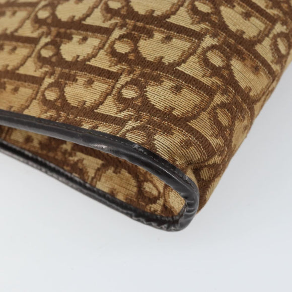Christian Dior Trotter Canvas Shoulder Bag Beige Gold Auth 169555