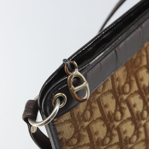 Christian Dior Trotter Canvas Shoulder Bag Beige Gold Auth 169555