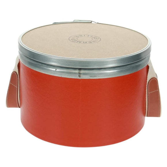 HERMES Saddle Box Accessory Case metal Orange Auth 169557V