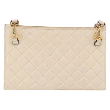 VERSACE Shoulder Bag Leather Ivory Gold Auth 169559 - 0