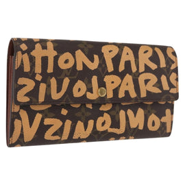 LOUIS VUITTON Graffiti Porte Monnaie Credit Wallet Orange M92190 LV Auth 169561