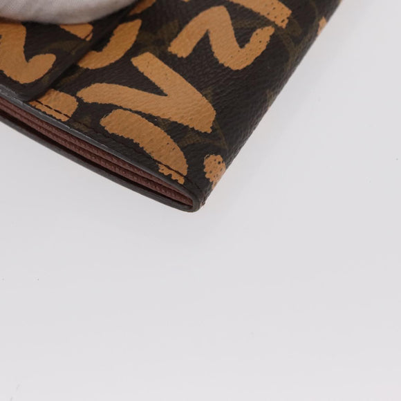LOUIS VUITTON Graffiti Porte Monnaie Credit Wallet Orange M92190 LV Auth 169561