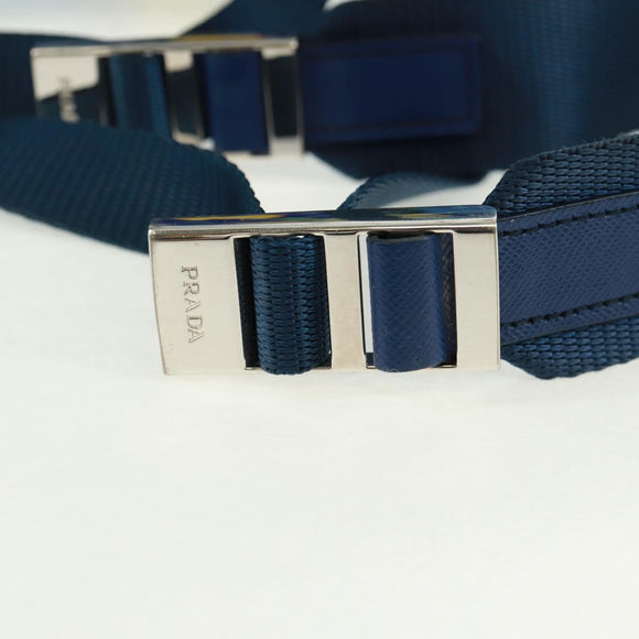 PRADA Rugzak Nylon Lichtblauw Zilver Auth 169566V