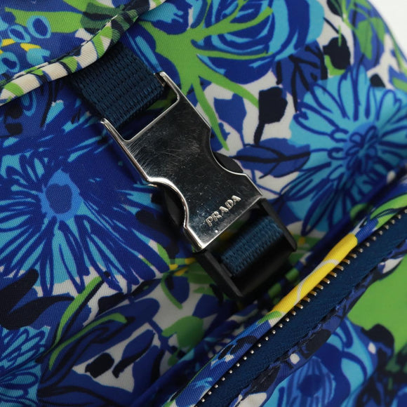 PRADA Rugzak Nylon Lichtblauw Zilver Auth 169566V