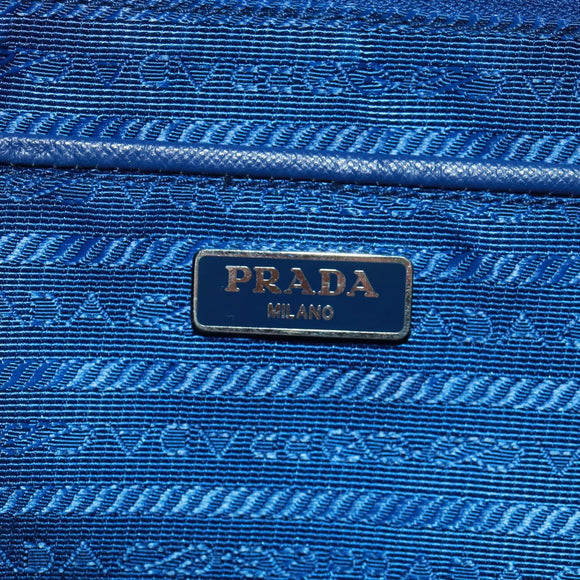 PRADA Rugzak Nylon Lichtblauw Zilver Auth 169566V