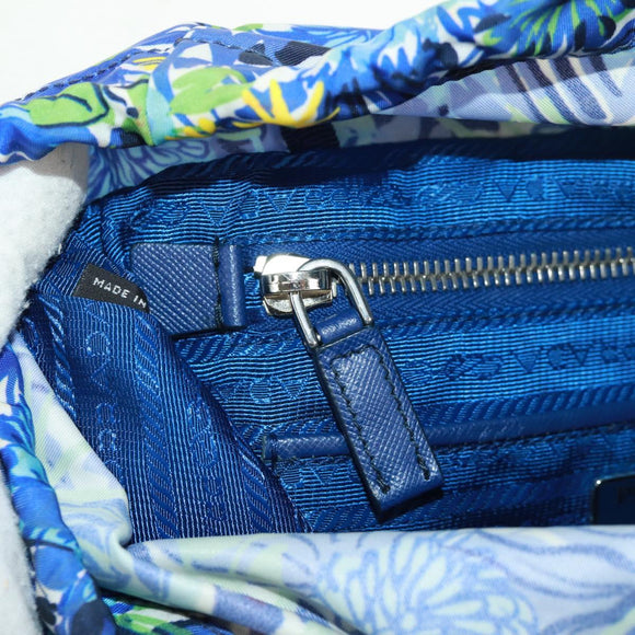PRADA Rugzak Nylon Lichtblauw Zilver Auth 169566V
