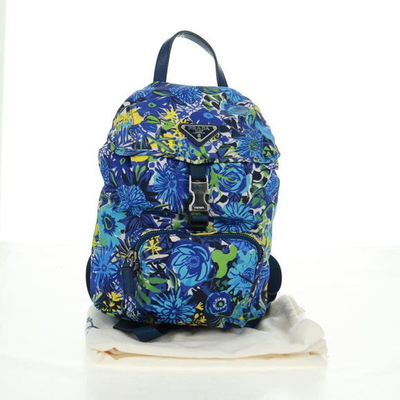 PRADA Rugzak Nylon Lichtblauw Zilver Auth 169566V