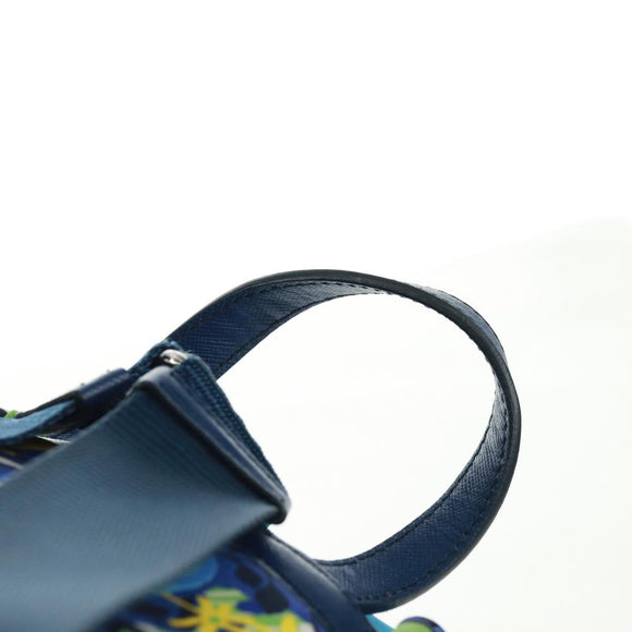 PRADA Rugzak Nylon Lichtblauw Zilver Auth 169566V