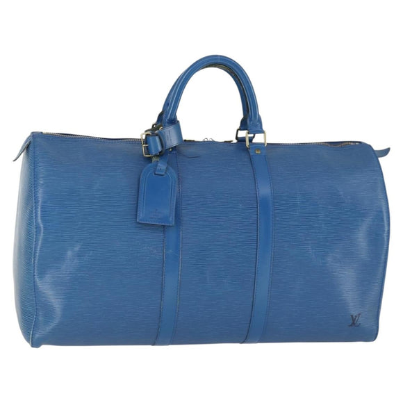 LOUIS VUITTON Epi Keepall 50 Boston Bag Blue M42965 LV Auth 169569