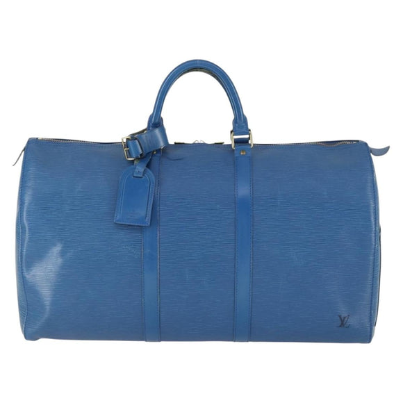 LOUIS VUITTON Epi Keepall 50 Boston Bag Blue M42965 LV Auth 169569