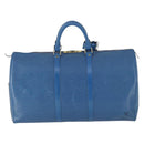 LOUIS VUITTON Epi Keepall 50 Boston Bag Blue M42965 LV Auth 169569-2