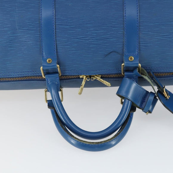 LOUIS VUITTON Epi Keepall 50 Boston Bag Blue M42965 LV Auth 169569