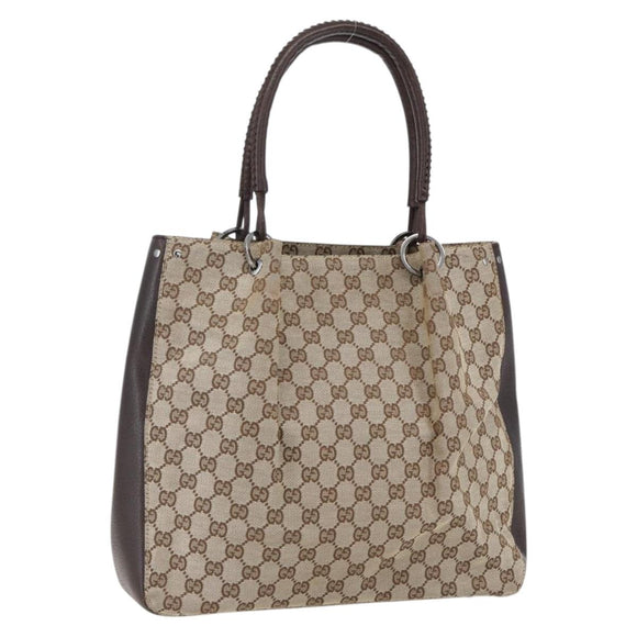 GUCCI GG Canvas Tote Bag Beige Silver 115016 Auth 169570