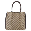 GUCCI GG Canvas Tote Bag Beige Silver 115016 Auth 169570-13