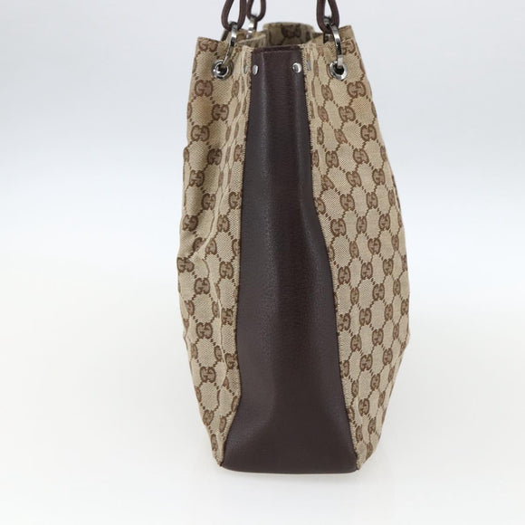 GUCCI GG Canvas Tote Bag Beige Silver 115016 Auth 169570