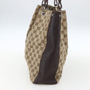 GUCCI GG Canvas Tote Bag Beige Silver 115016 Auth 169570-4