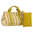 HERMES Cannes PM Hand Bag Canvas Yellow Silver Auth 169571-1
