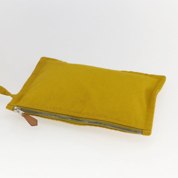 HERMES Cannes PM Hand Bag Canvas Yellow Silver Auth 169571