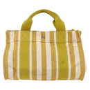 HERMES Cannes PM Hand Bag Canvas Yellow Silver Auth 169571-2