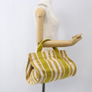 HERMES Cannes PM Hand Bag Canvas Yellow Silver Auth 169571-21