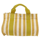 HERMES Cannes PM Hand Bag Canvas Yellow Silver Auth 169571-3