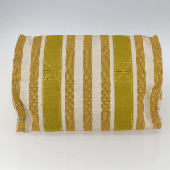 HERMES Cannes PM Hand Bag Canvas Yellow Silver Auth 169571
