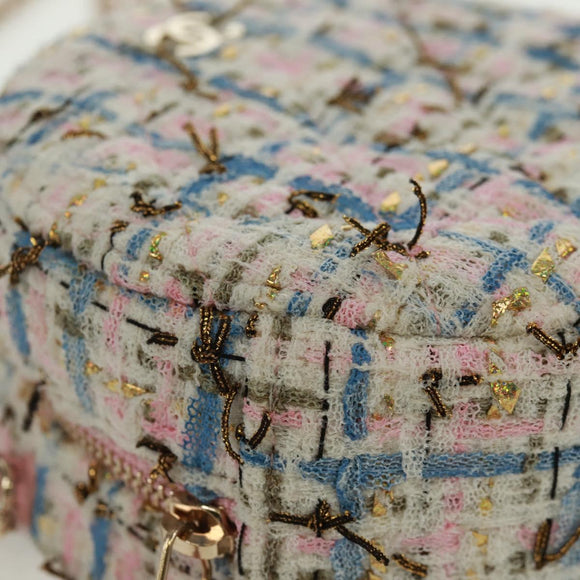 CHANEL Chain Shoulder Bag Tweed Multicolor Gold CC Auth 169572SAM