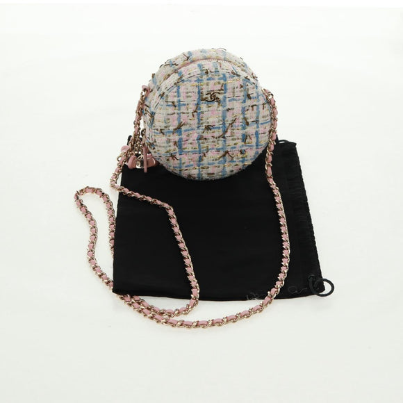 CHANEL Chain Shoulder Bag Tweed Multicolor Gold CC Auth 169572SAM