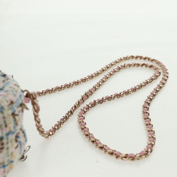 CHANEL Chain Shoulder Bag Tweed Multicolor Gold CC Auth 169572SAM
