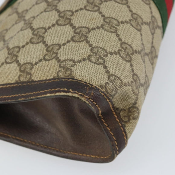 GUCCI GG Supreme Web Sherry Line Clutch Bag PVC Beige 41 001 2125 28 Auth 169573
