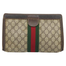GUCCI GG Supreme Web Sherry Line Clutch Bag PVC Beige 41 001 2125 28 Auth 169573-13