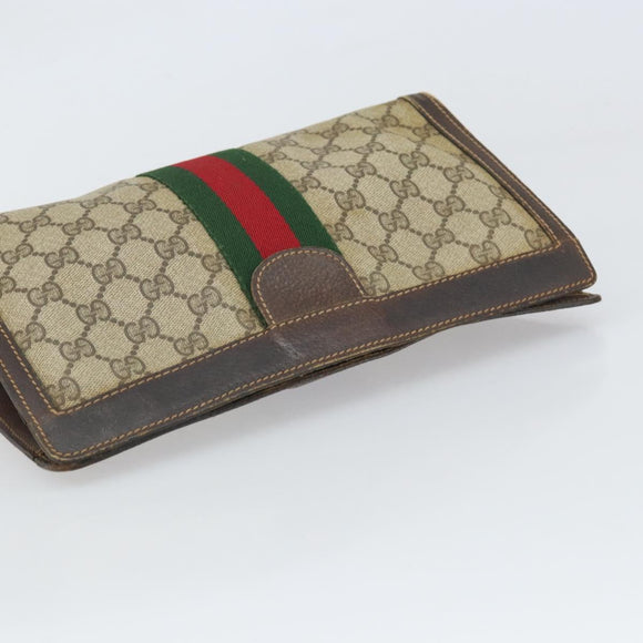 GUCCI GG Supreme Web Sherry Line Clutch Bag PVC Beige 41 001 2125 28 Auth 169573