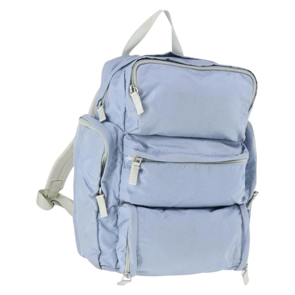 PRADA Rucksack Nylon Hellblau Silber Auth 169576