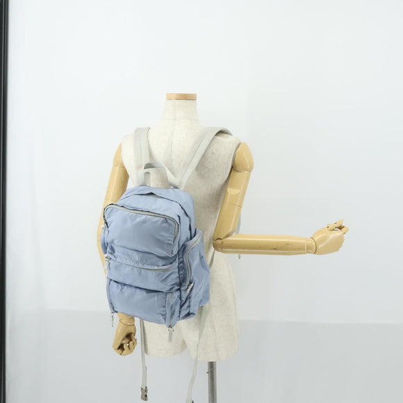 PRADA Rucksack Nylon Hellblau Silber Auth 169576