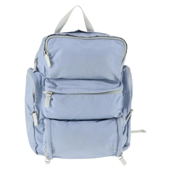 PRADA Rucksack Nylon Hellblau Silber Auth 169576