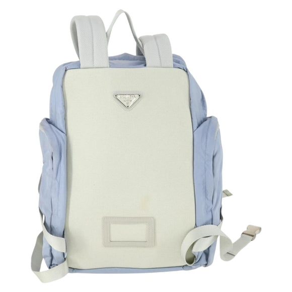 PRADA Rucksack Nylon Hellblau Silber Auth 169576