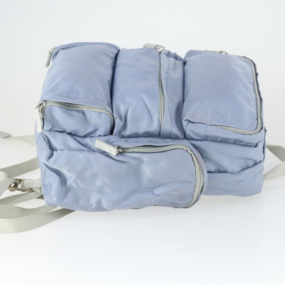 PRADA Rucksack Nylon Hellblau Silber Auth 169576