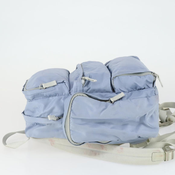 PRADA Rucksack Nylon Hellblau Silber Auth 169576